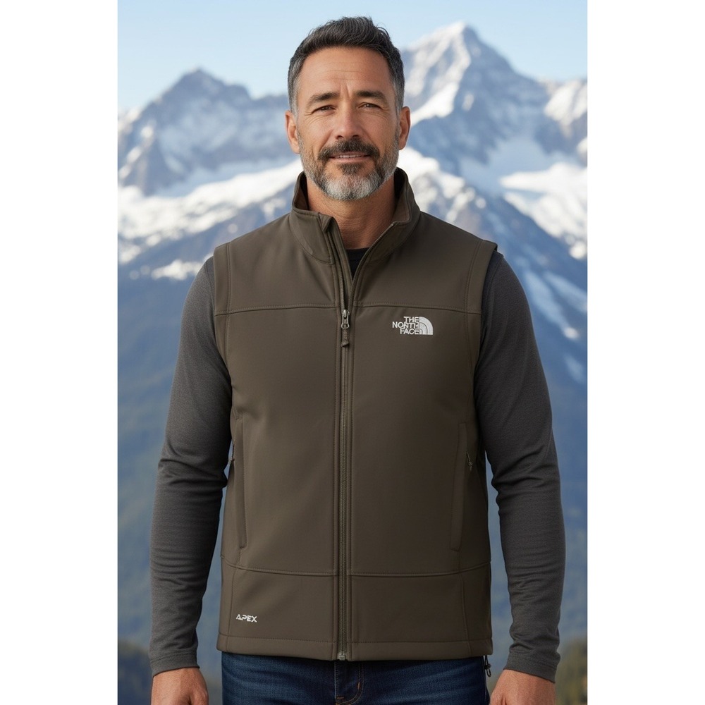 THE NORTH FACE Brown Apex Full Zip Fleece Lined Soft Shell Vest MENS Medium